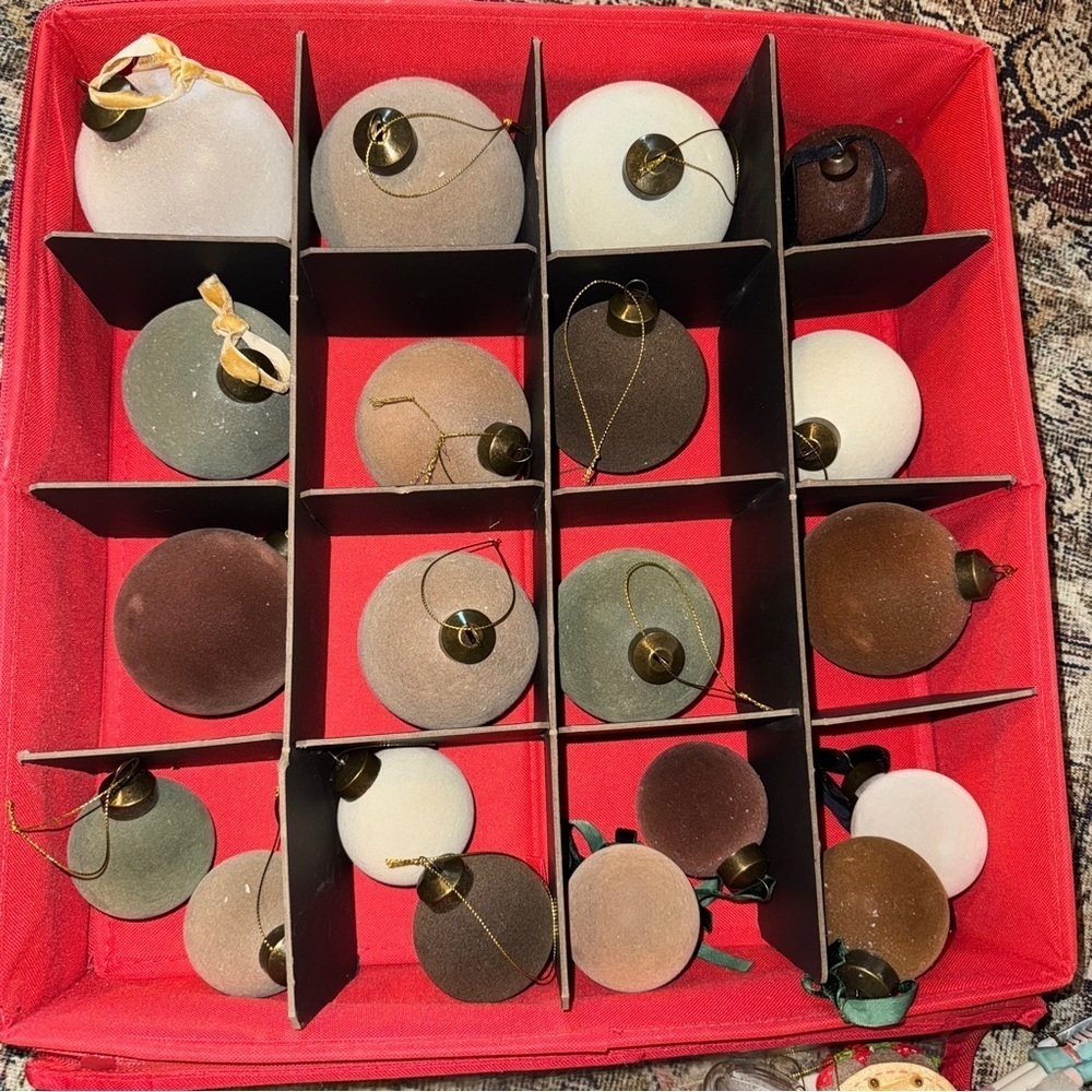 Studio McGee flocked velvet ornaments round ball neutral beige taupe sage target